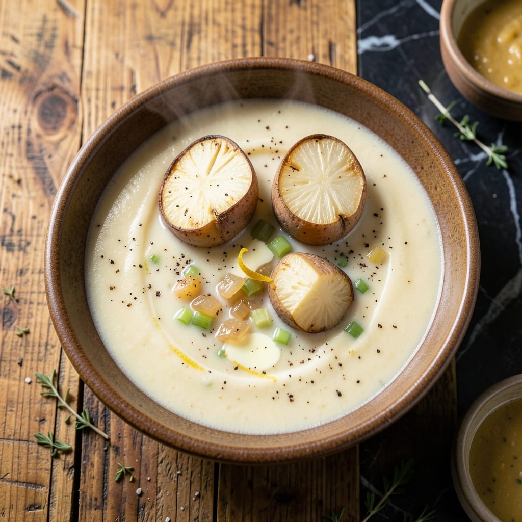 Potato Soup Recipe With Baked Potatoes: Loaded With Cheesy Toppings Potato Soup Recipe With Baked Potatoes: Loaded With Cheesy Toppings