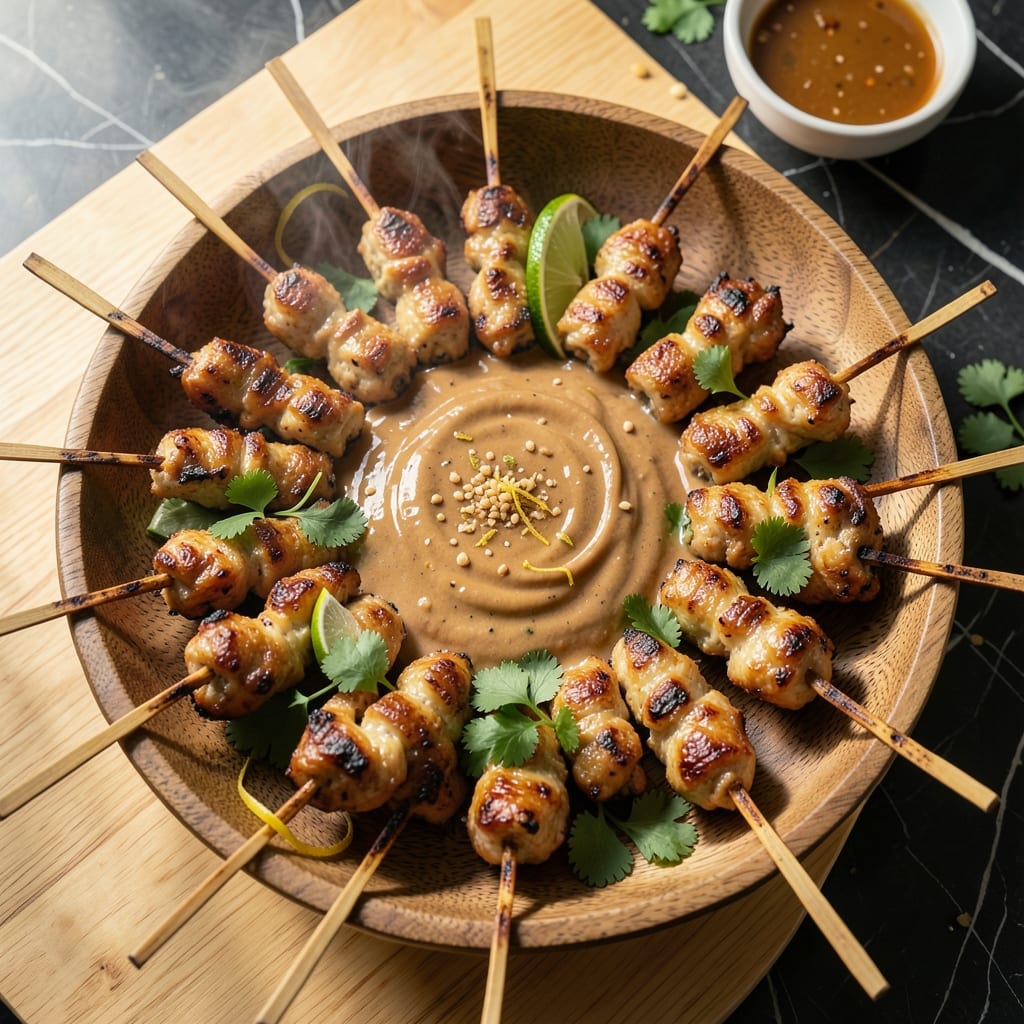 Easy Chicken Satay Recipe With Peanut Butter and Coconut Milk: Thai-Inspired Skewers With Creamy Dip