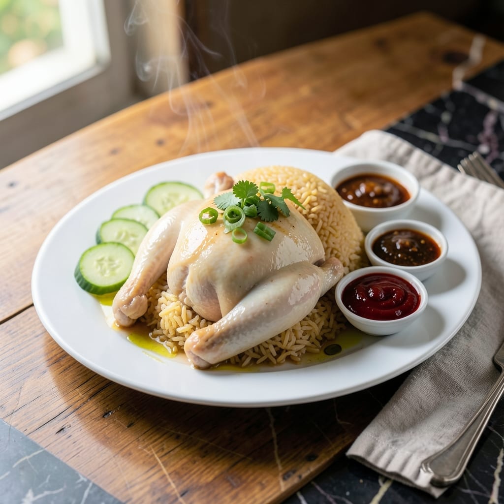 Hainan Chicken Rice Recipe Singapore: Fragrant Poached Perfection With Ginger Garlic Sauce