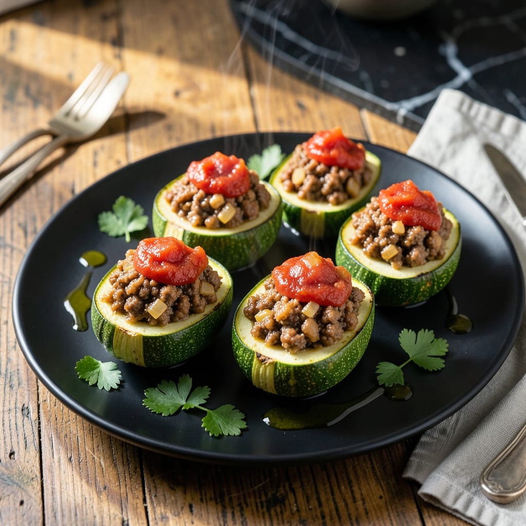 Recipe For Stuffed Zucchini With Ground Beef: Cheesy Beef-Stuffed Garden Freshness