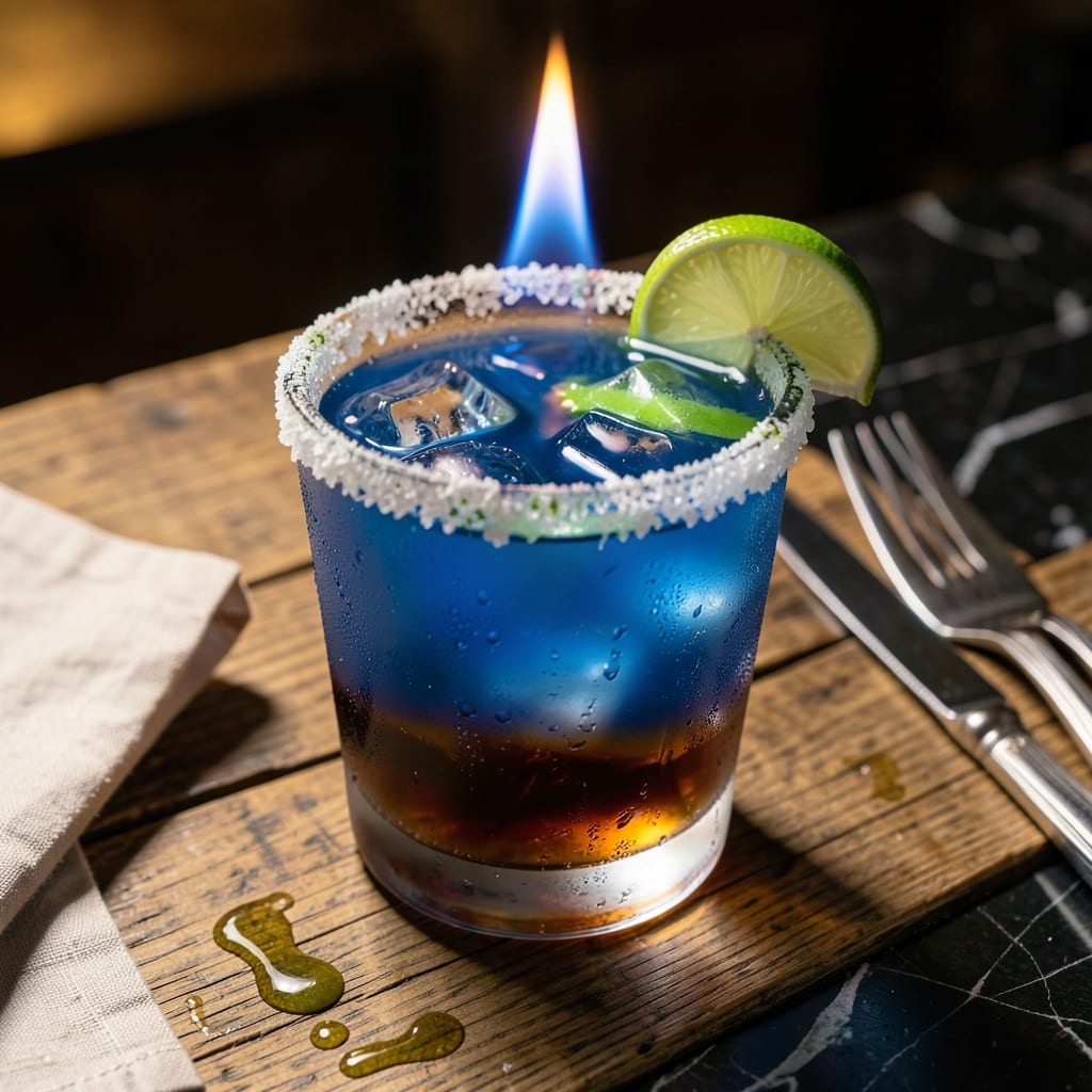 Flaming Blue Jesus Recipe: Spicy Blue Curacao Cocktail with a Dramatic Flame