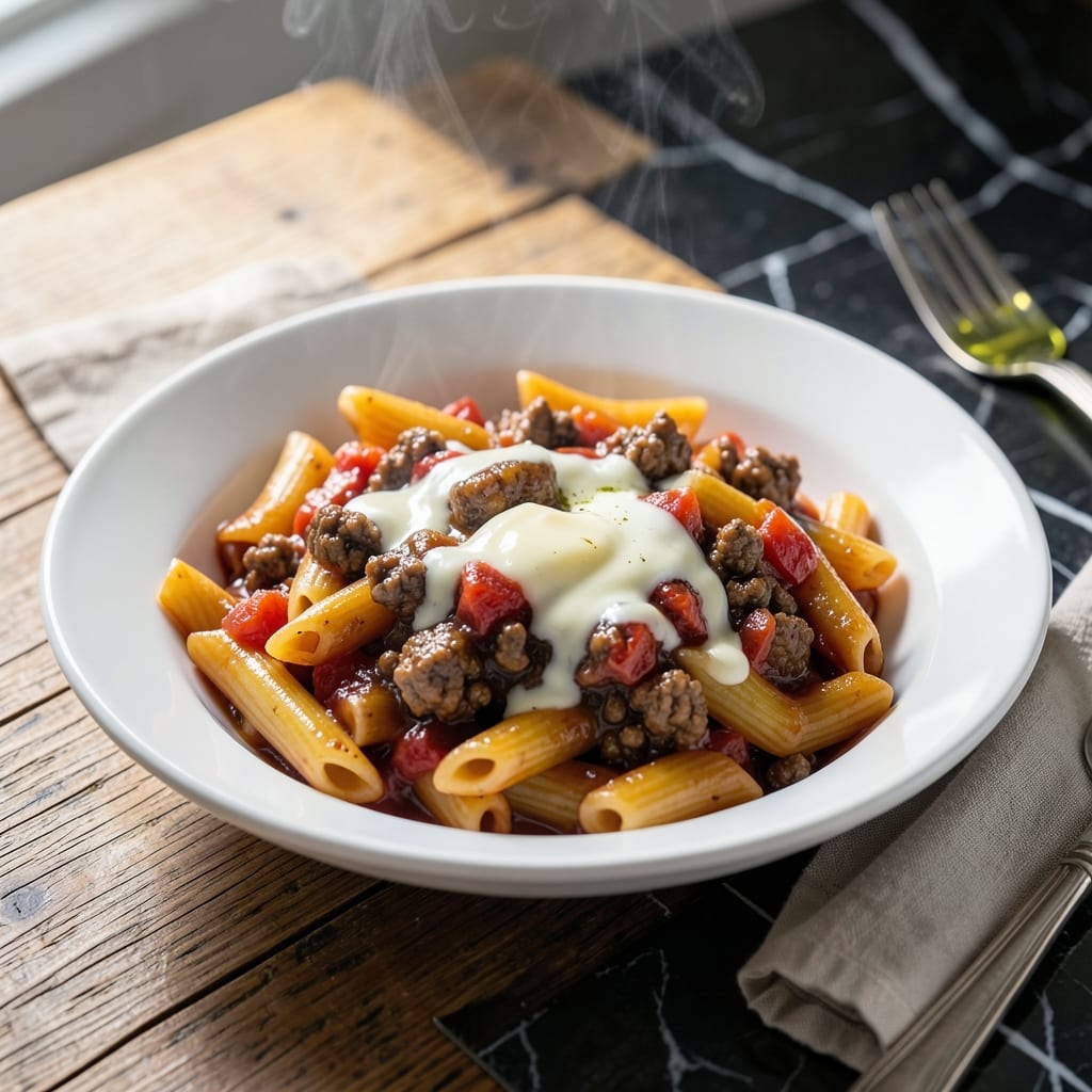 Vodka Sauce Pasta Recipe With Meat: Rich Tomato-Cream Sauce Over Al Dente Noodles