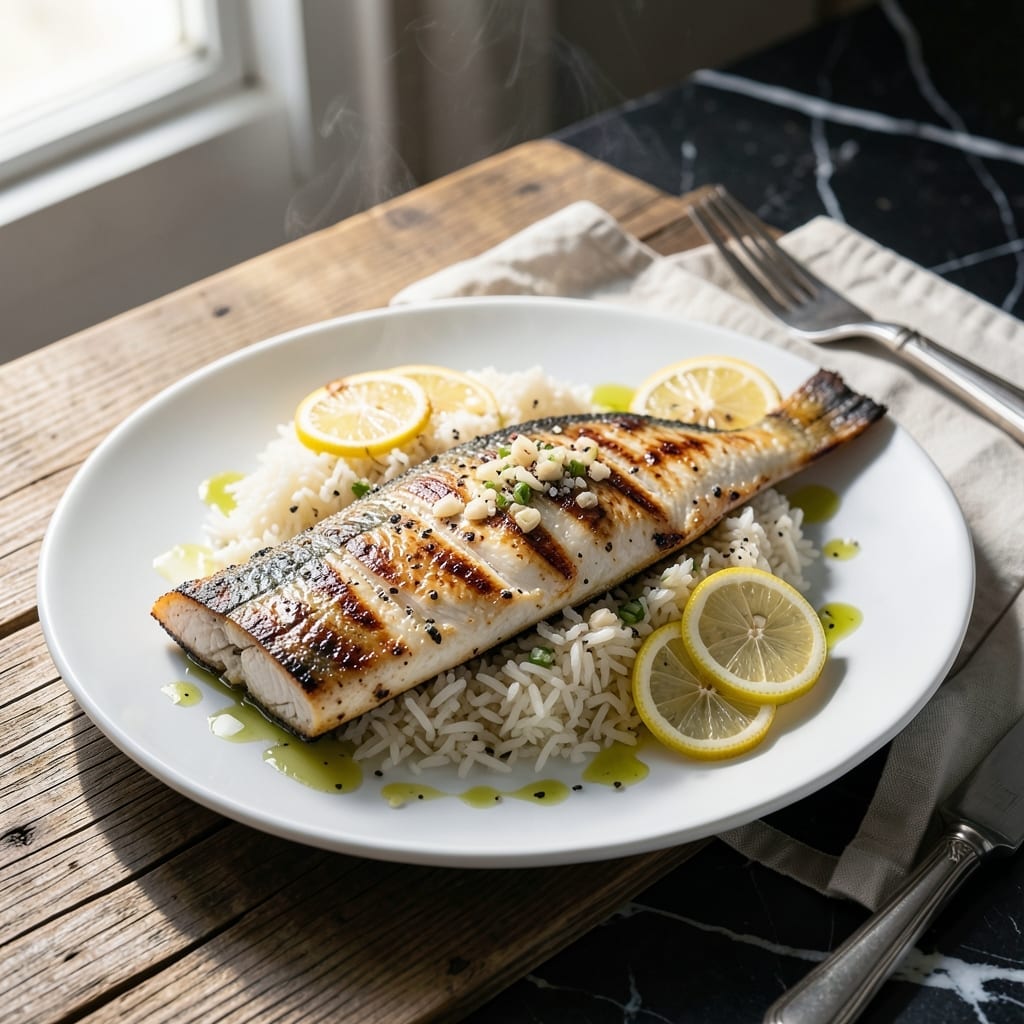 Grilled Fish With Rice Recipe: Flaky Fillets Over Fragrant Jasmine