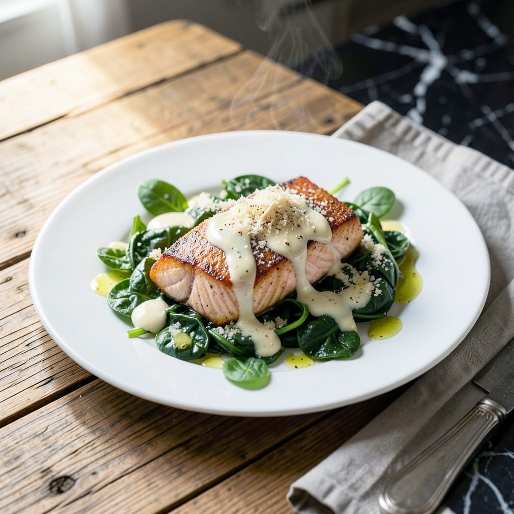 Salmon Florentine Recipe Easy: Spinach-Crowned Elegance in 30 Minutes