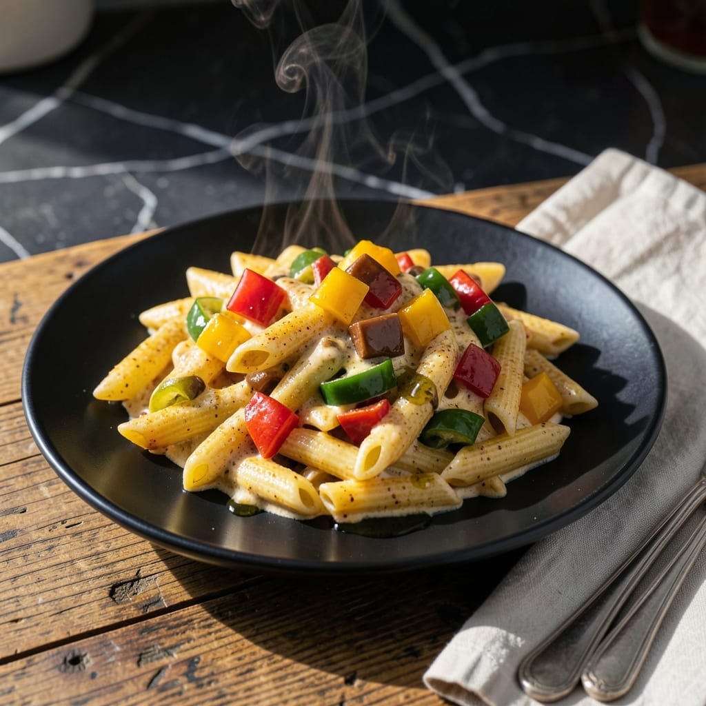 Footprints Rasta Pasta Recipe: Jamaican Jerk Cream Sauce with Veggies