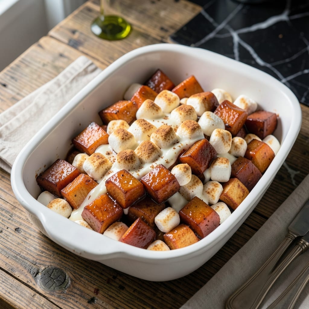 Recipe Candied Sweet Potatoes Marshmallows: Golden Brown Topped Holiday Classic Recipe Candied Sweet Potatoes Marshmallows: Golden Brown Topped Holiday Classic
