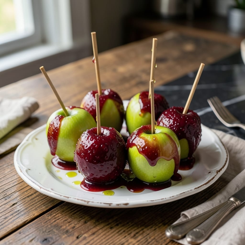 Old Fashioned Candy Apple Recipe With Green Apples: Tart Crunch With Shiny Red Glaze