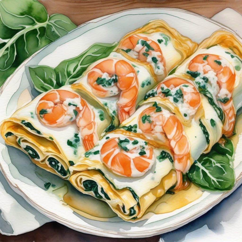 salmon and shrimp lasagna rolls recipe