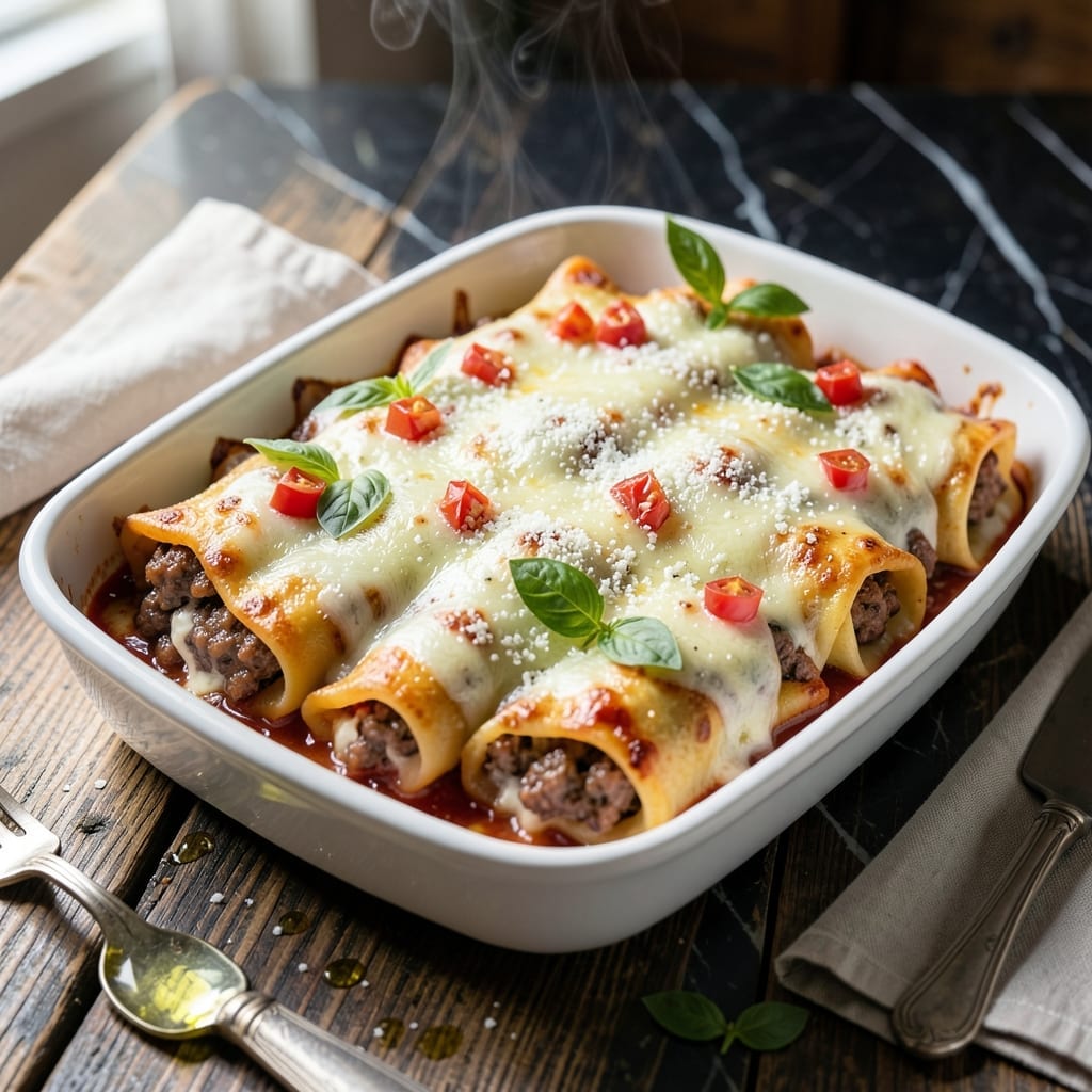 Manicotti Recipe With Meat: Cheesy Layers Stuffed to Perfection