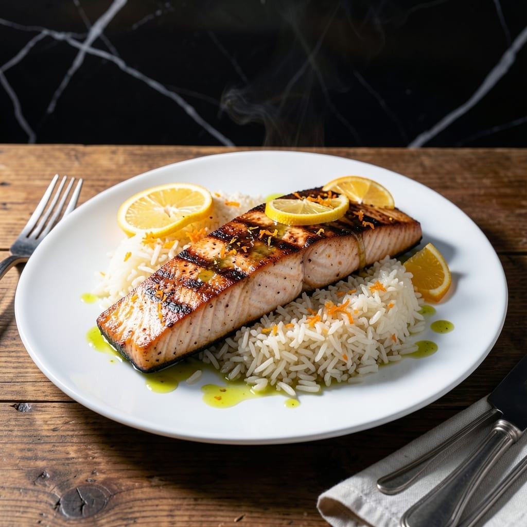 Grilled Salmon and Rice Recipe: Flaky Fish With Citrus-Infused Grains