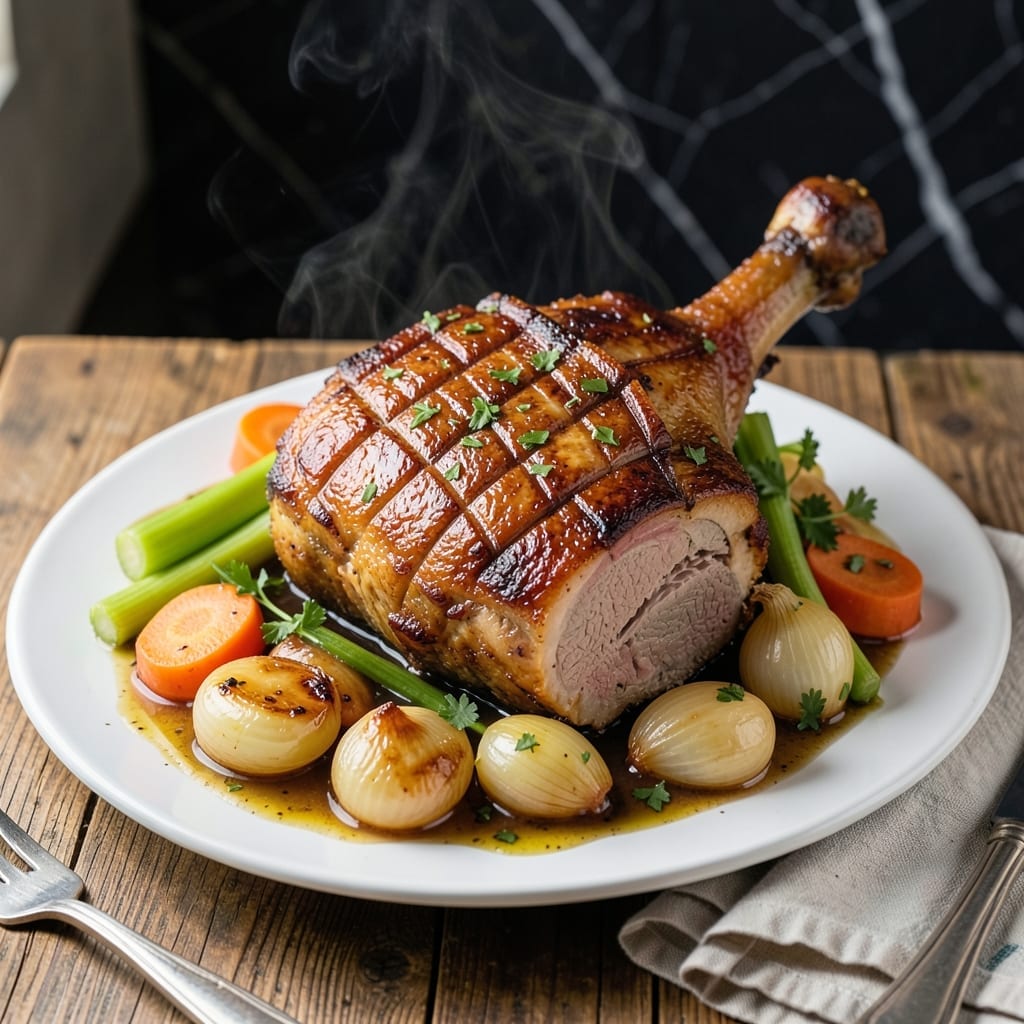 German Pork Knuckle Recipe Crispy: Beer-Braised Then Roasted to Golden Brown