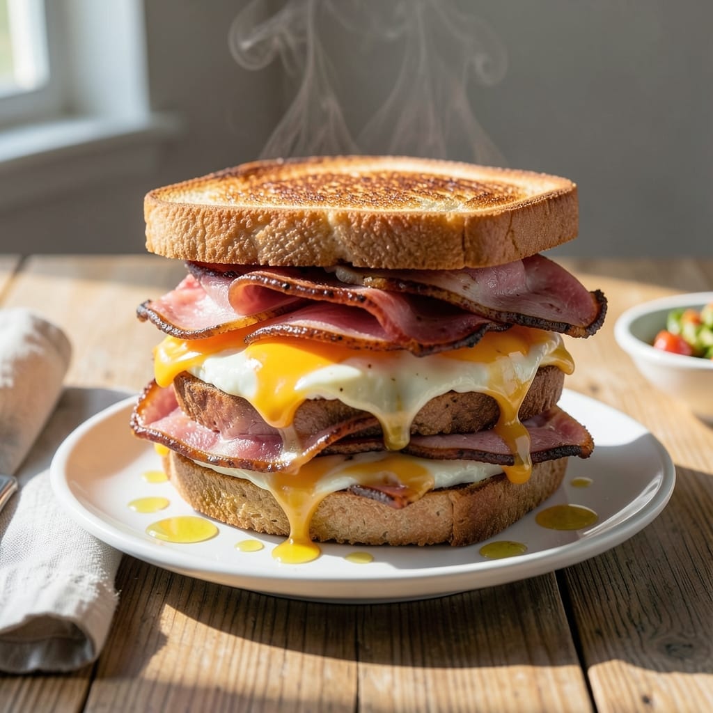 Grilled Ham Egg and Cheese Sandwich Recipe: Golden Crust and Melty Layers