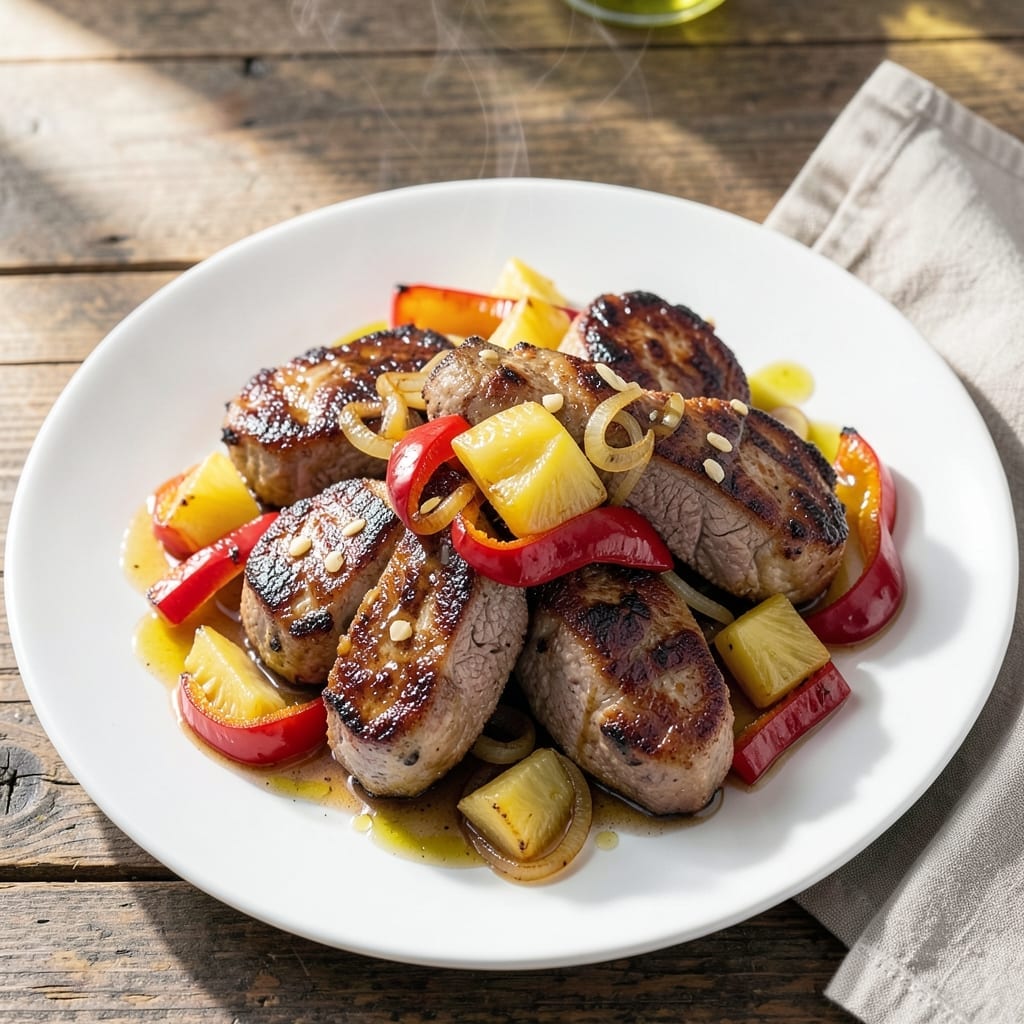 Recipe For Pork Chops With Pineapple And Peppers: Tropical Sweet and Savory Skillet