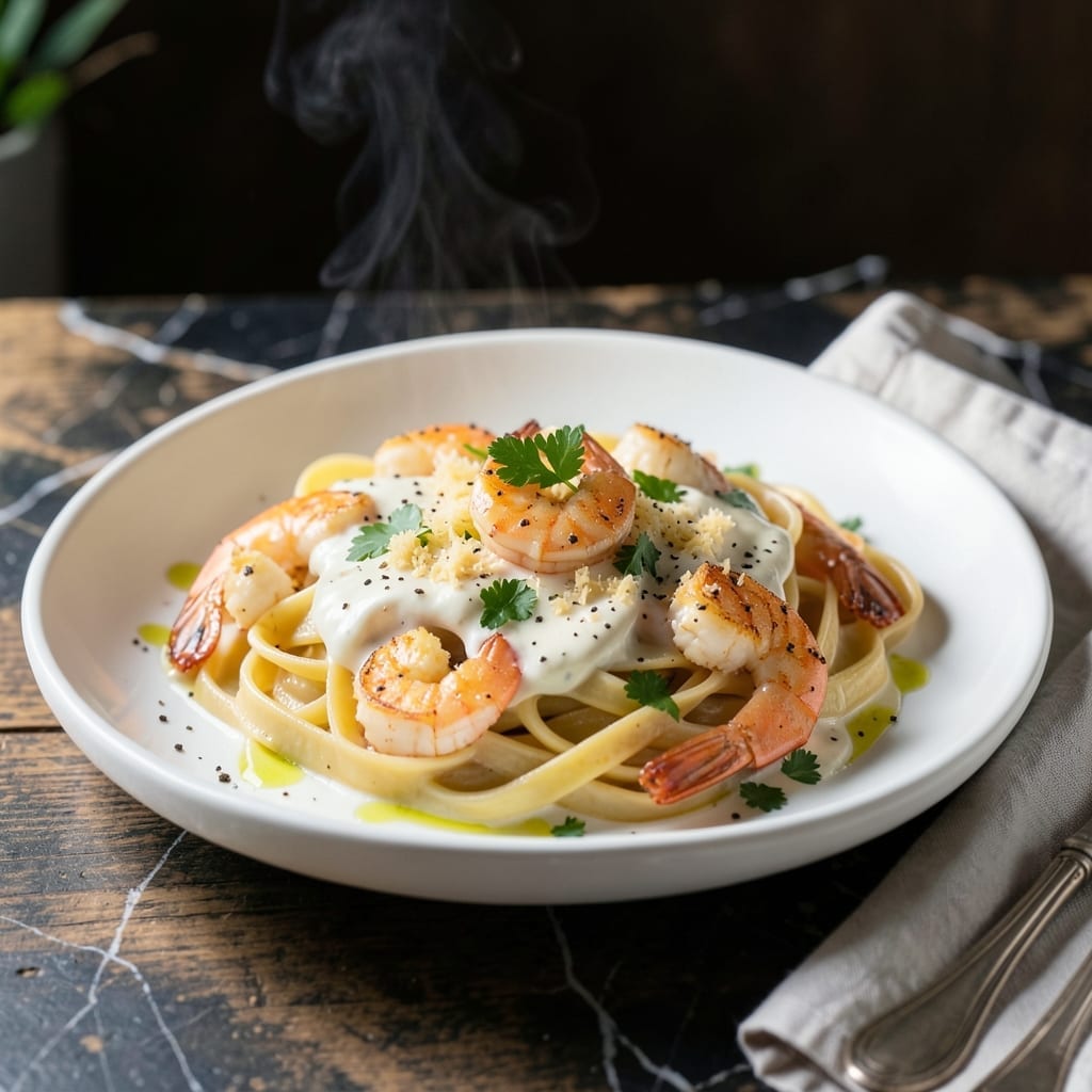 Shrimp Alfredo Recipe With Cream Cheese: Rich Sauce and Plump Shrimp in One Pan Shrimp Alfredo Recipe With Cream Cheese: Rich Sauce and Plump Shrimp in One Pan