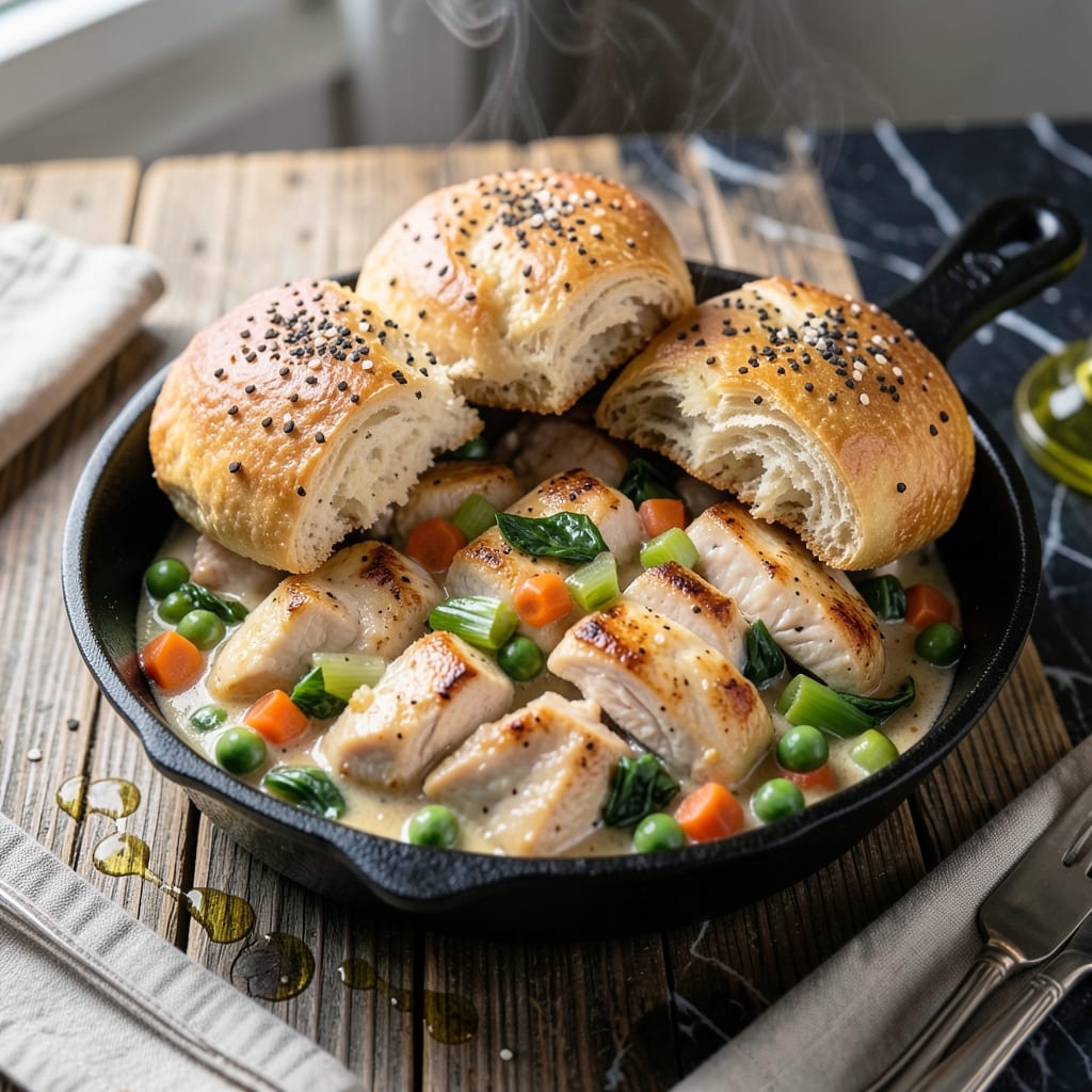 Mini Chicken Pot Pie Recipe With Biscuits: Flaky Topped Comfort in a Skillet