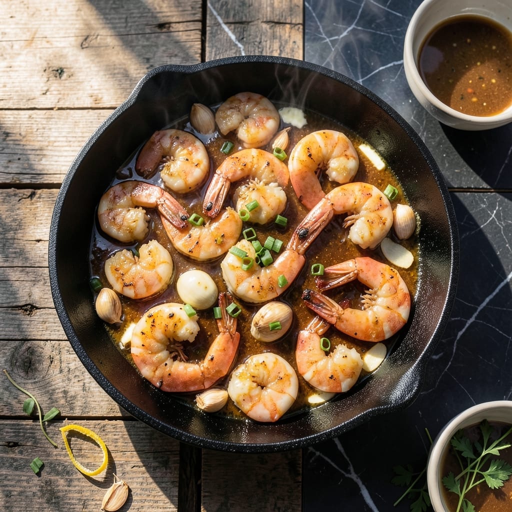 Dinosaur BBQ Drunken Shrimp Recipe: Garlic-Butter Wok Magic