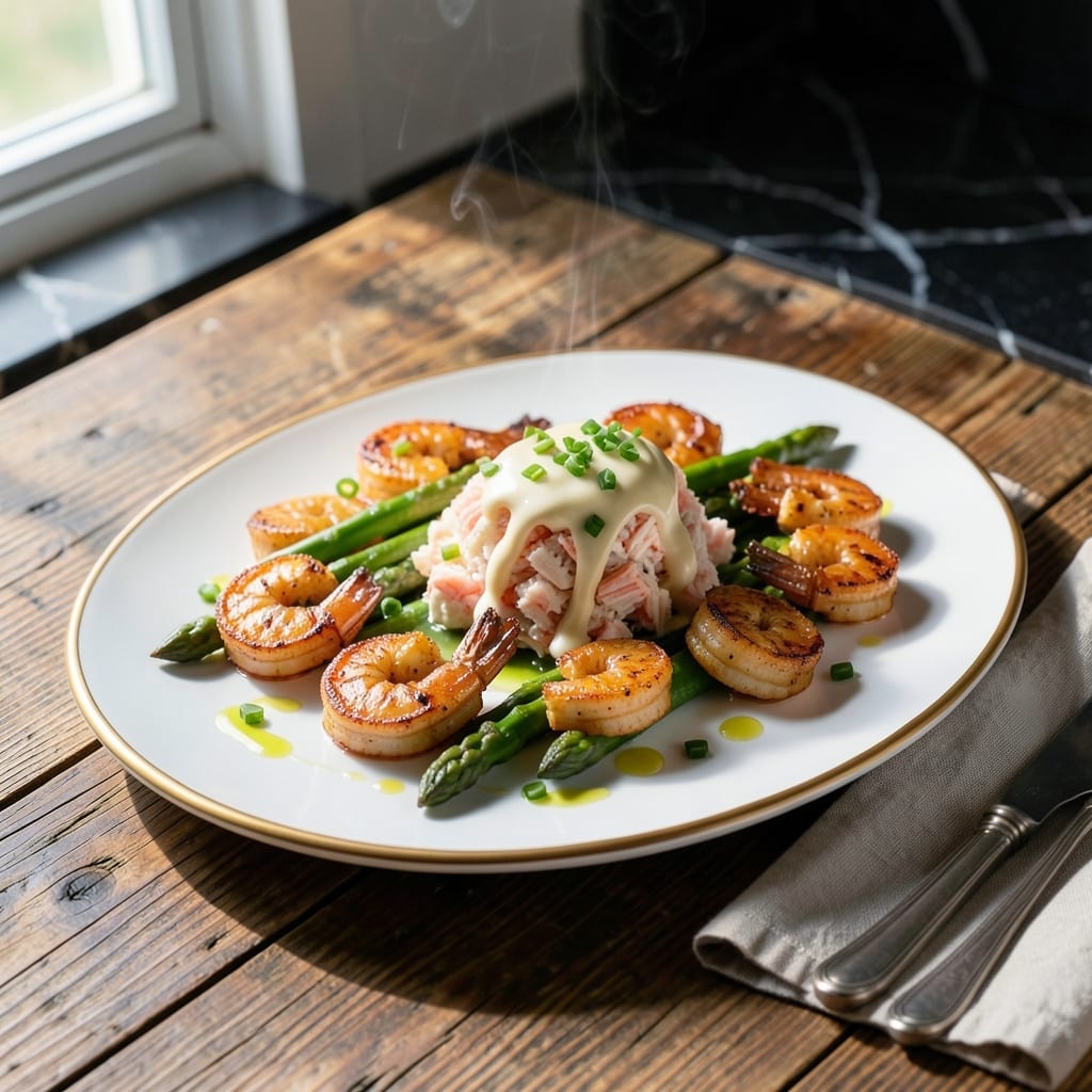 Shrimp Oscar Recipe: Asparagus-Topped Steakhouse Classic