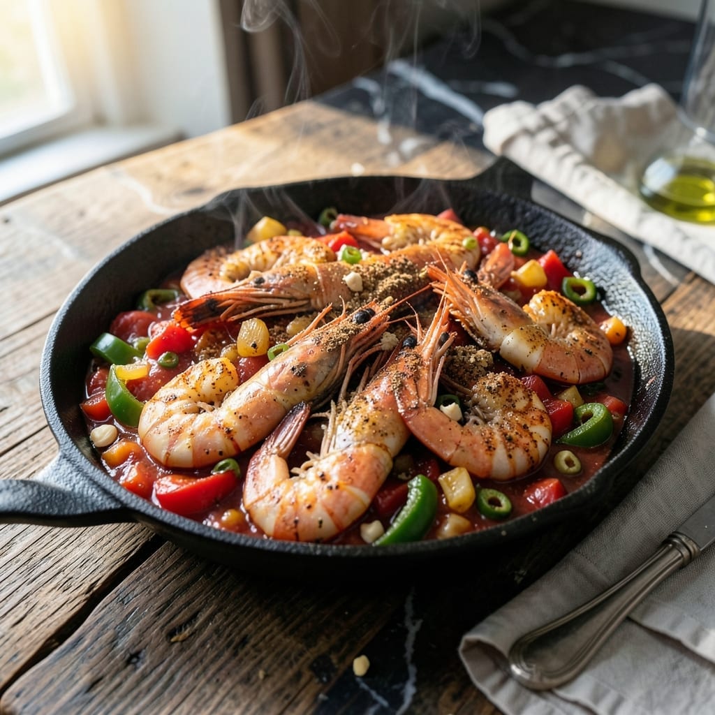 Shrimp Rotel Recipe: Spicy Tomato and Pepper Skillet Delight