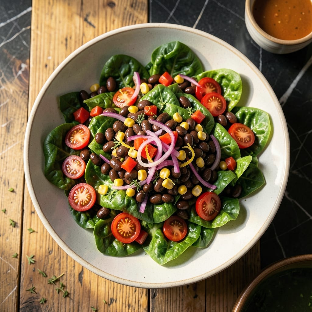 Recipe For Southwestern Salad: Zesty Lime Dressing and Black Bean Crunch