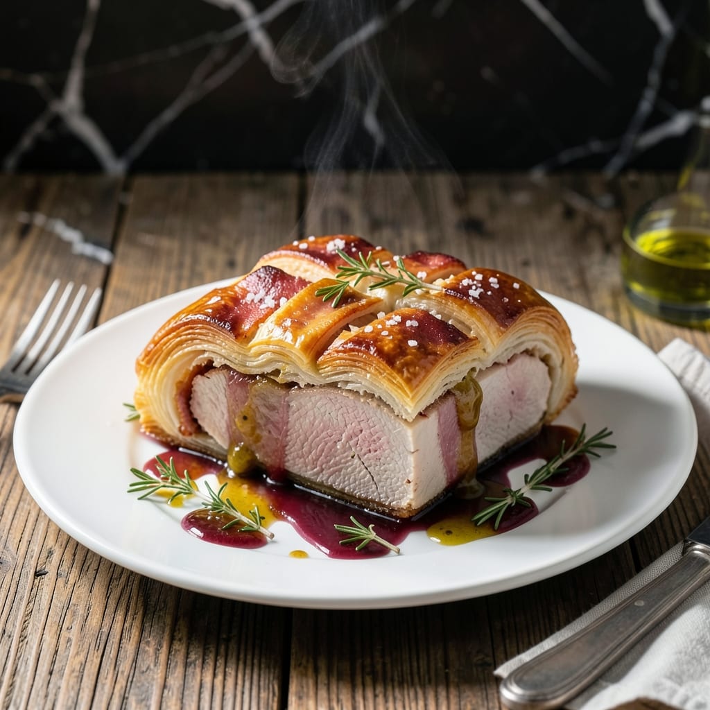 Pork Wellington Recipe With Bacon: Flaky Pastry and Herb-Crusted Perfection
