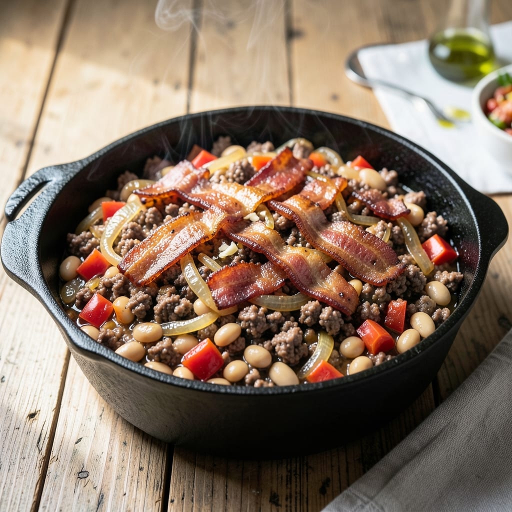 Cowboy Beans Recipe With Hamburger and Bacon: Smoky Campfire Flavor in One Pot