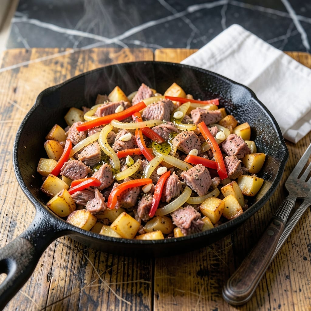 Recipe for Corned Beef Hash With Canned Corned Beef: Crispy Potato and Savory Beef Skillet