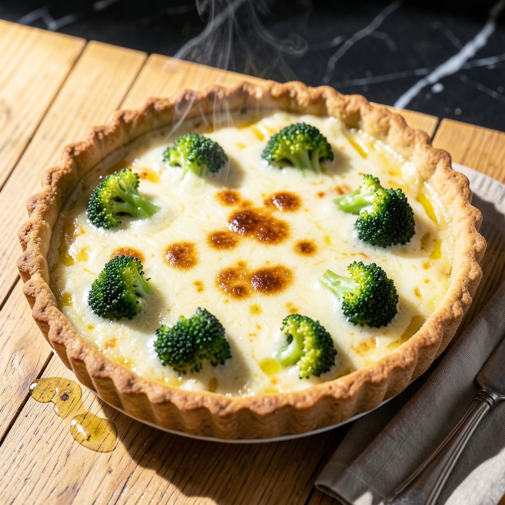 Broccoli And Swiss Cheese Quiche Recipe: Flaky Crust With Cheesy Custard