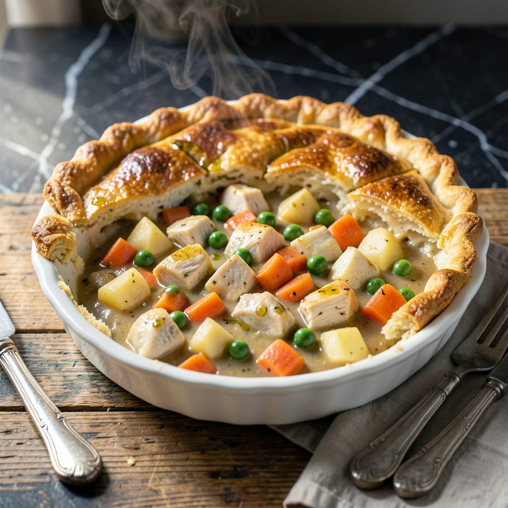 Easy Chicken Pot Pie Recipe With Ready Made Pie Crust: Flaky Topped Comfort in One Dish