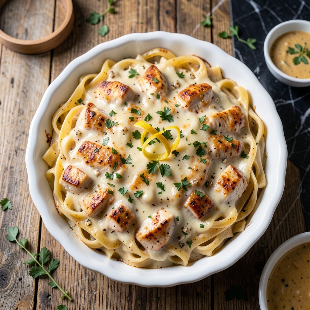 Recipe For Chicken Fettuccine Alfredo Casserole: Baked Layers of Creamy Pasta Bliss