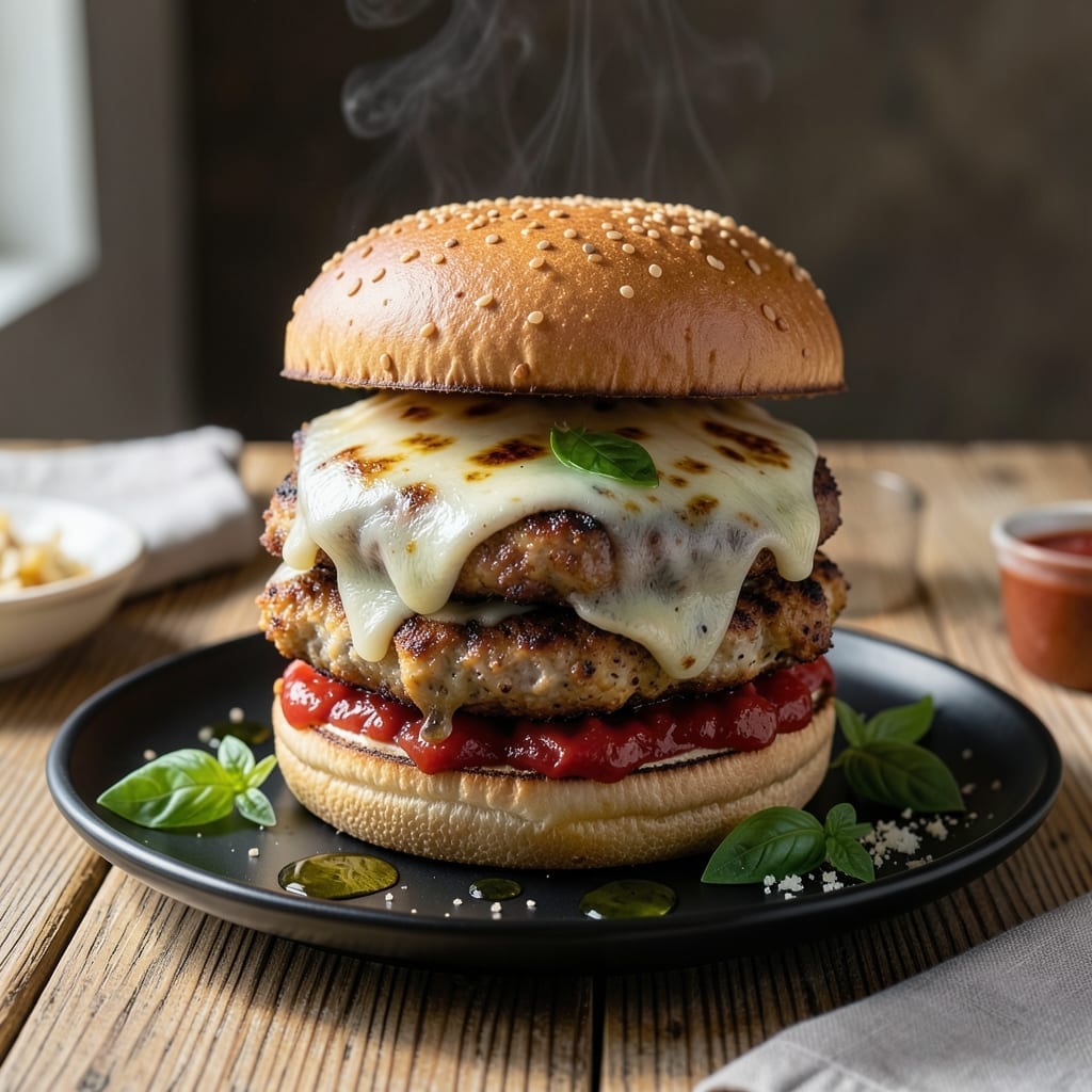Recipe for Chicken Parmesan Burgers: Crispy Coating With Melty Cheese
