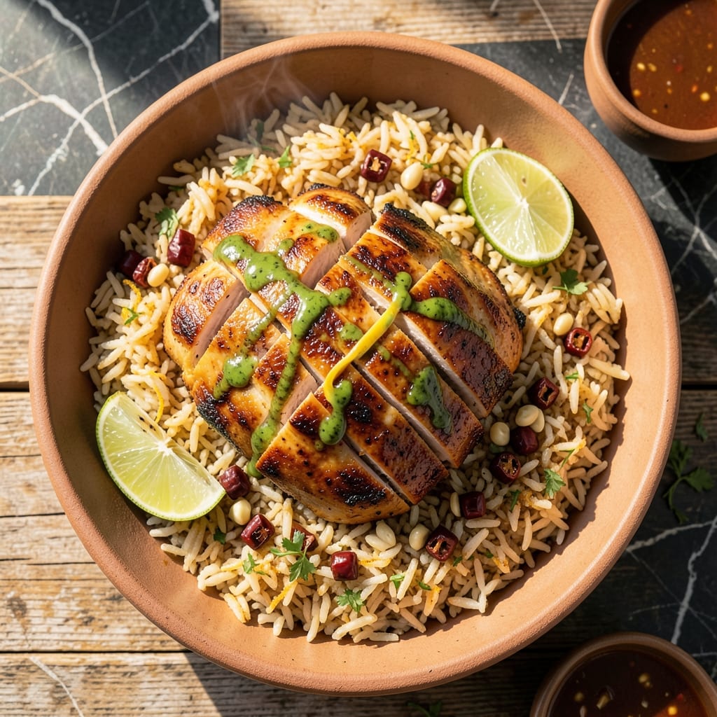 Mexican Rice Bowl Recipe Chicken: Smoky Chipotle Lime with Cilantro Lime Crema