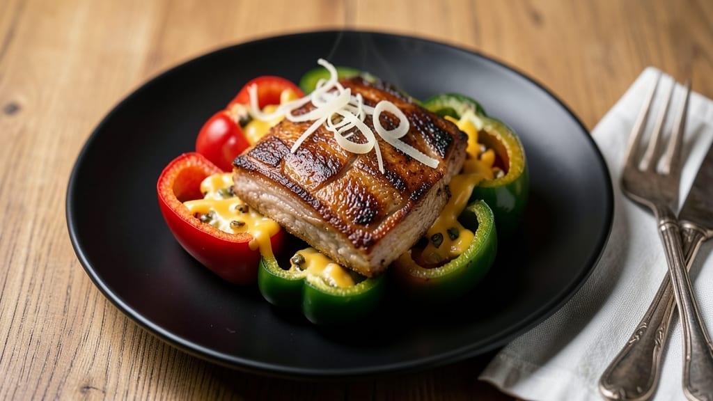 Smoked Pork and Cheese Stuffed Peppers