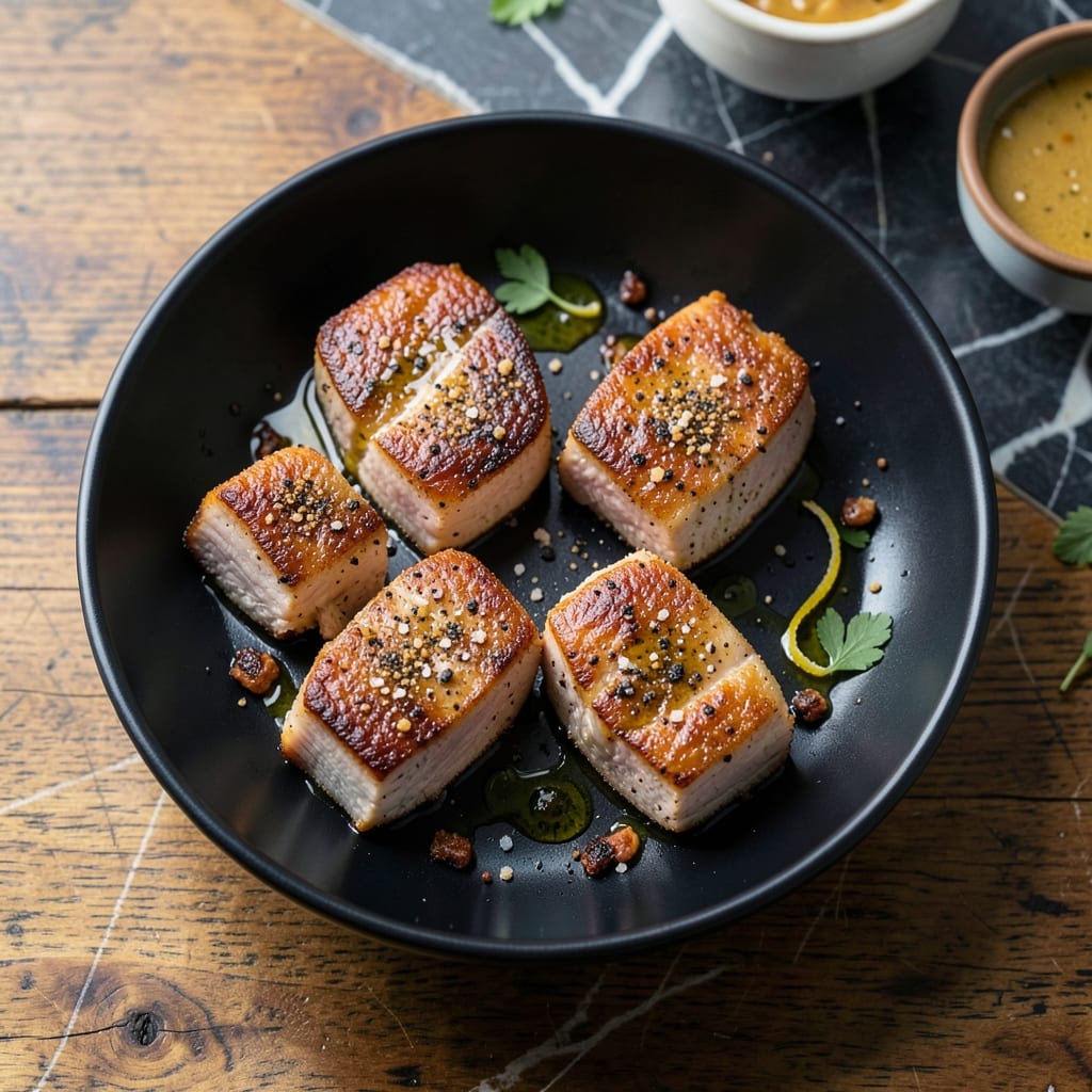 Recipe for 1 Inch Thick Pork Chops: Pan-Seared with Herb Butter Glaze