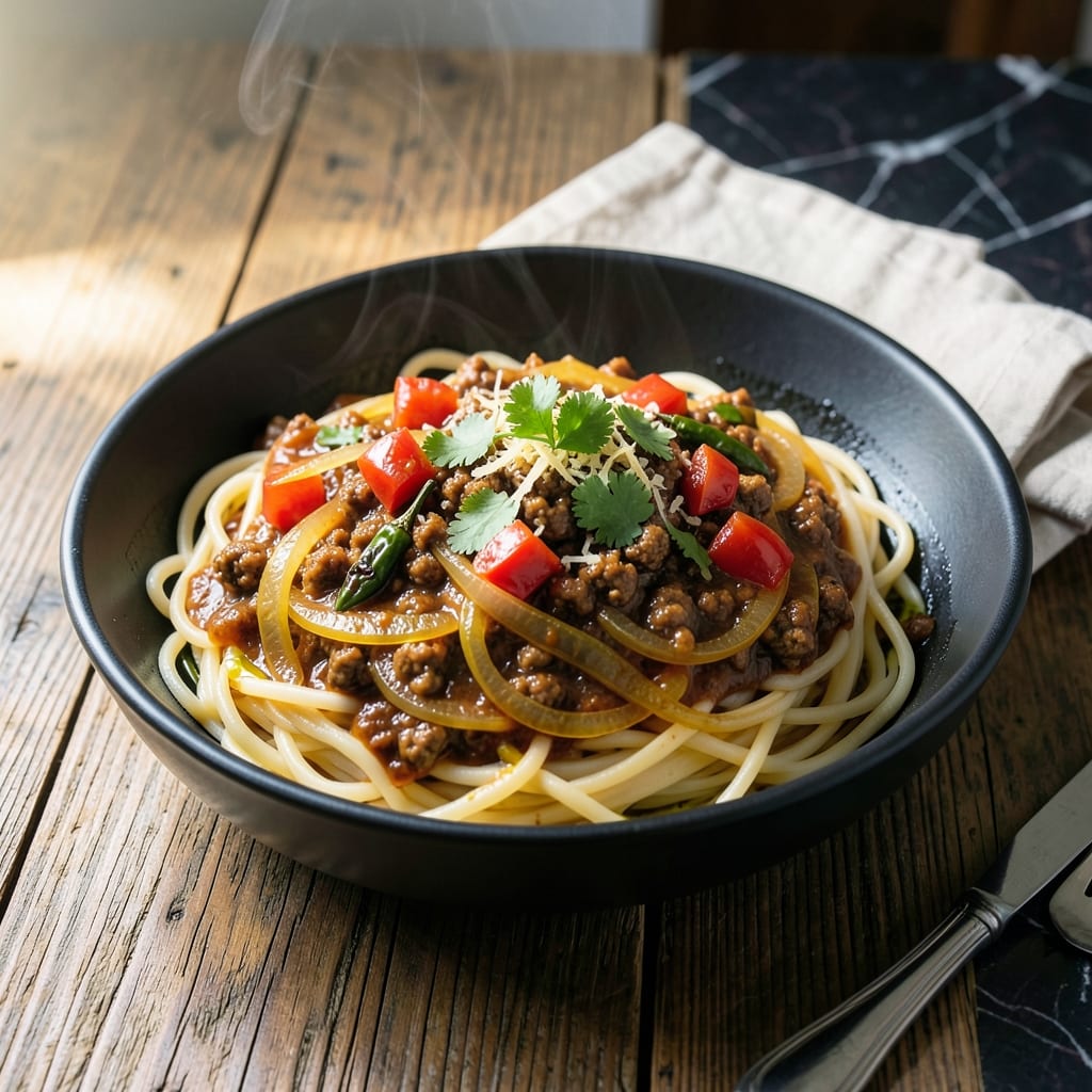 Keema Spaghetti Recipe Food Fusion: Bold Flavors of Italy Meet South Asian Spice