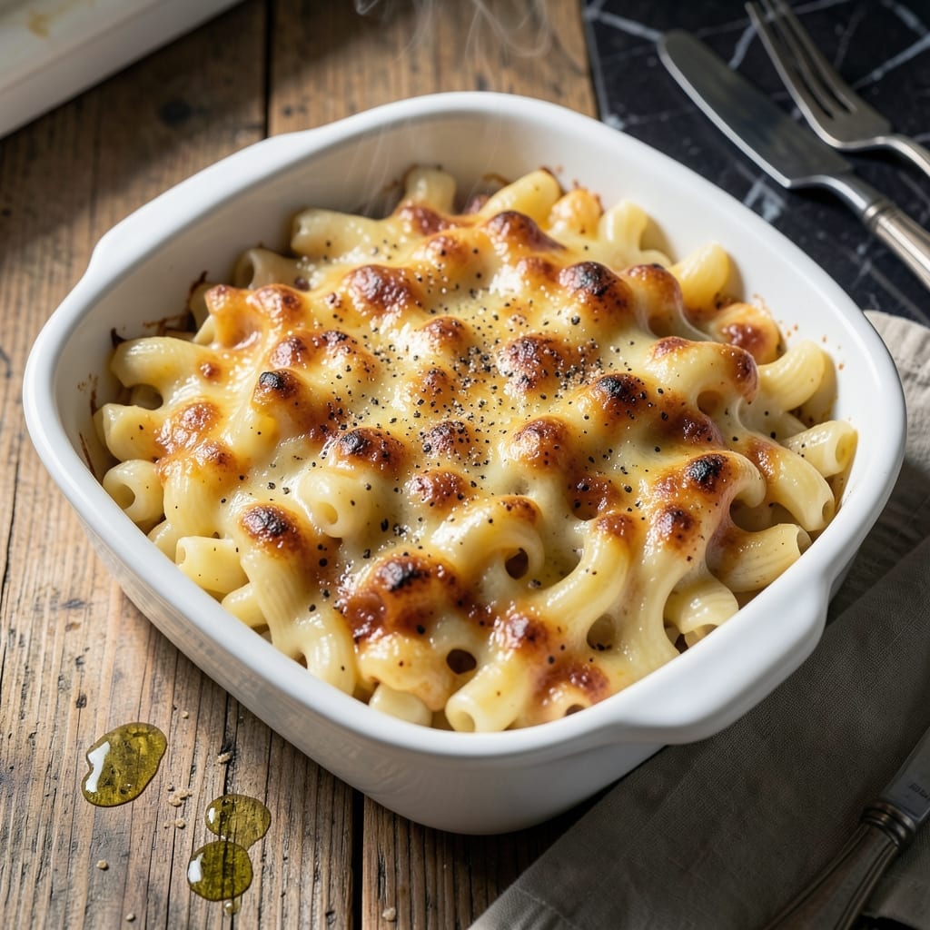 Baked Macaroni and Cheese Recipe: Three Cheese Crust With Golden Breadcrumbs