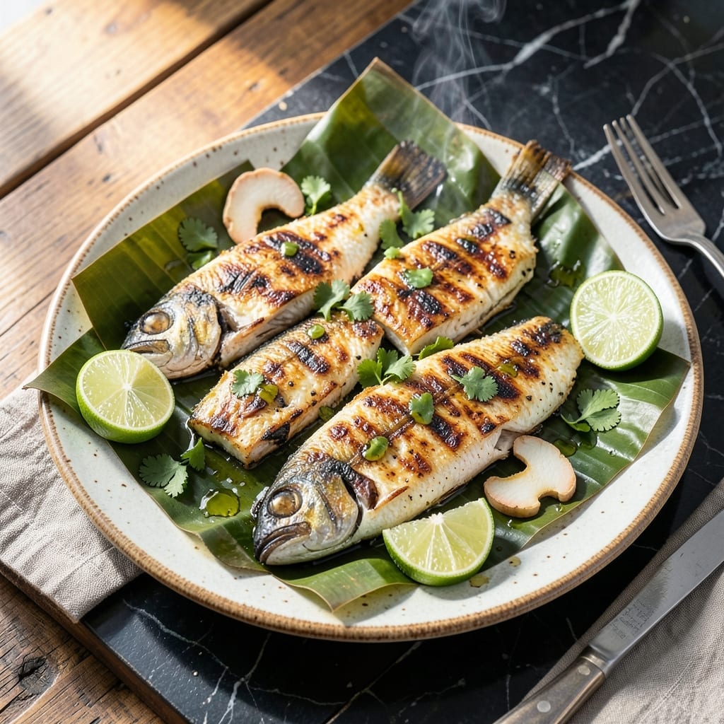 Grilled Fish in Banana Leaf Recipe: Tropical Aroma and Moist Flavor