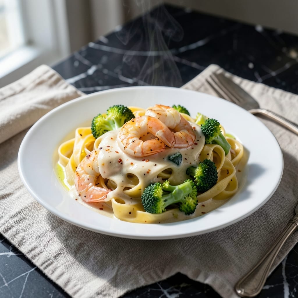 Creamy Shrimp Broccoli Pasta: Garlic-Infused One-Pot Delight