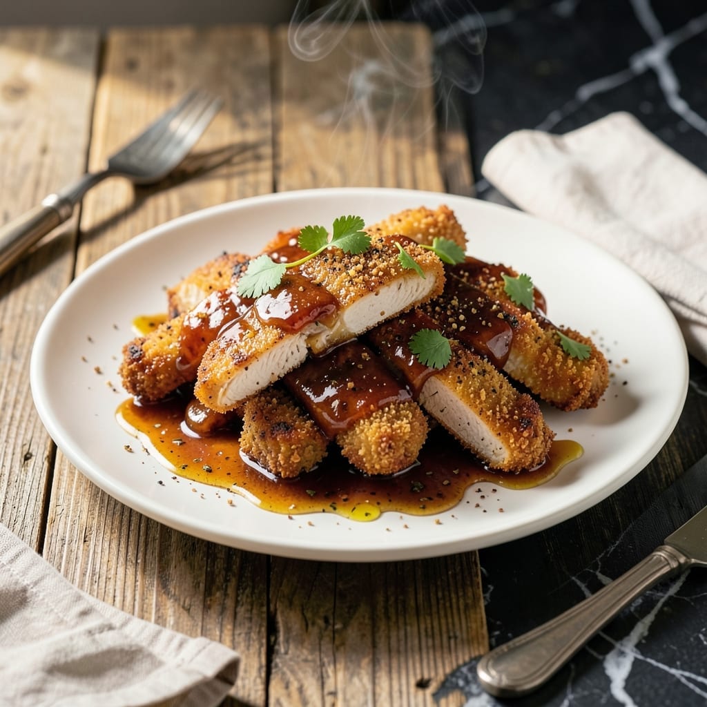 Honey Barbecue Chicken Strips Recipe: Sticky Glaze on Tender Bites