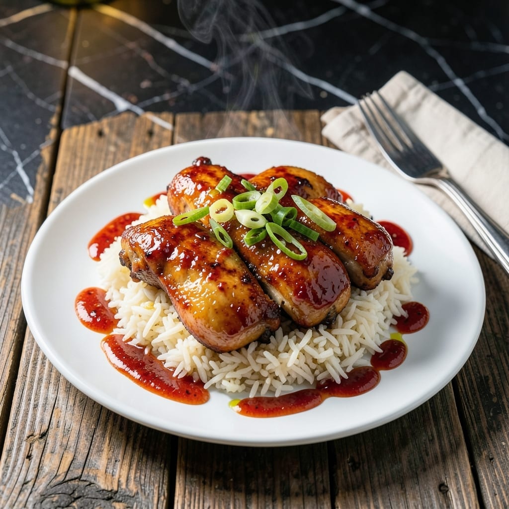 Easy Sweet Chilli Chicken Recipe With Rice: Sticky Glaze Over Fluffy Grains