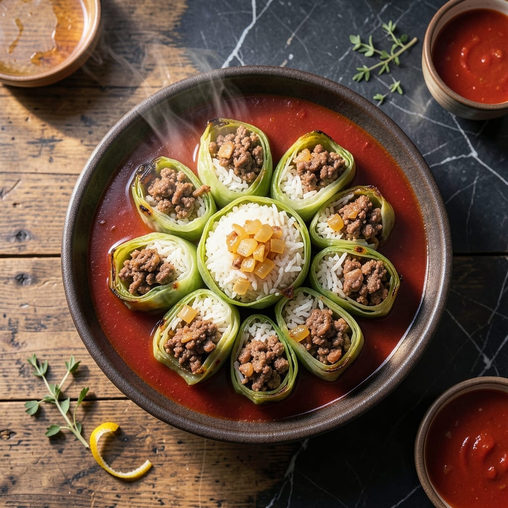 Halupki Recipe With Tomato Soup: Cabbage Rolls Simmered in Rich Sauce