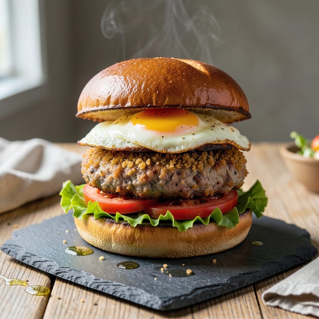 Egg Burger Recipe at Home: Crispy Patties With Runny Yolks