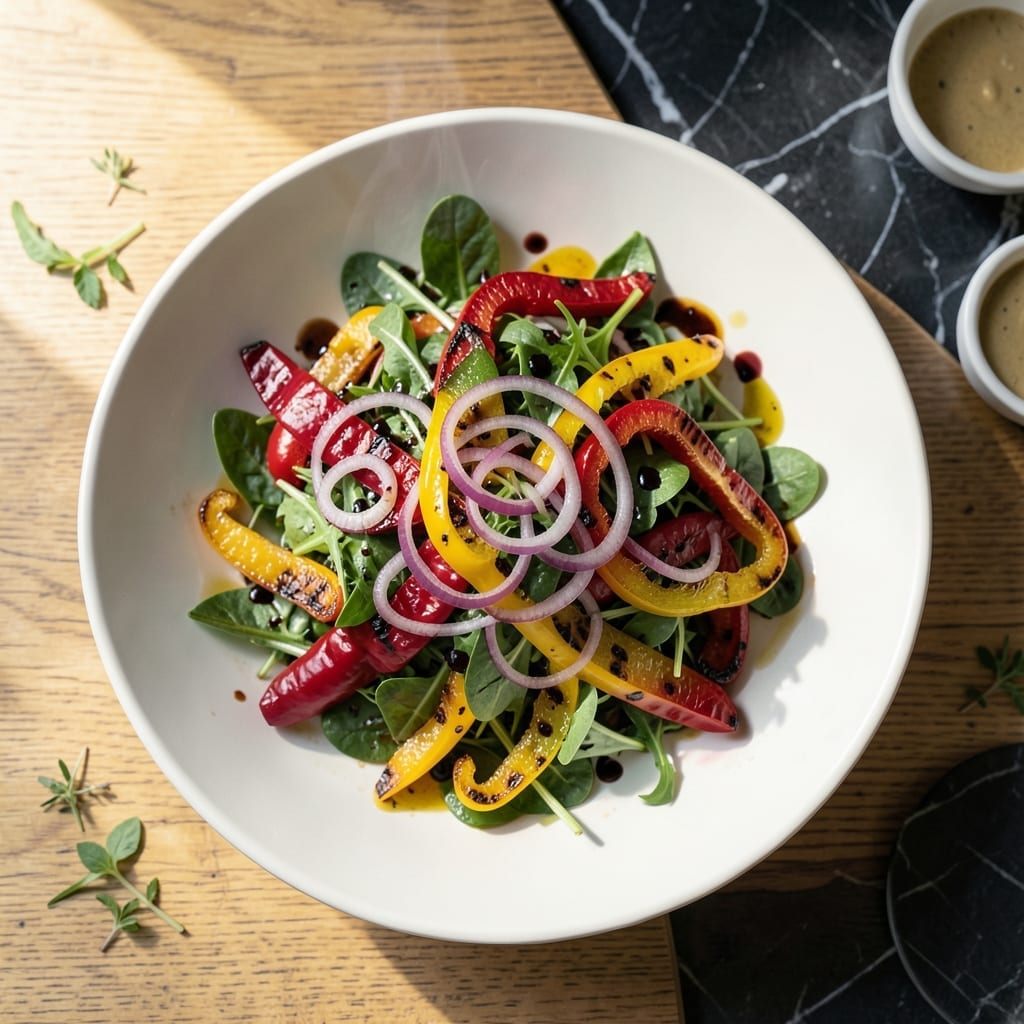 Grilled Pepper Salad Recipe: Smoky Char Over Mixed Greens