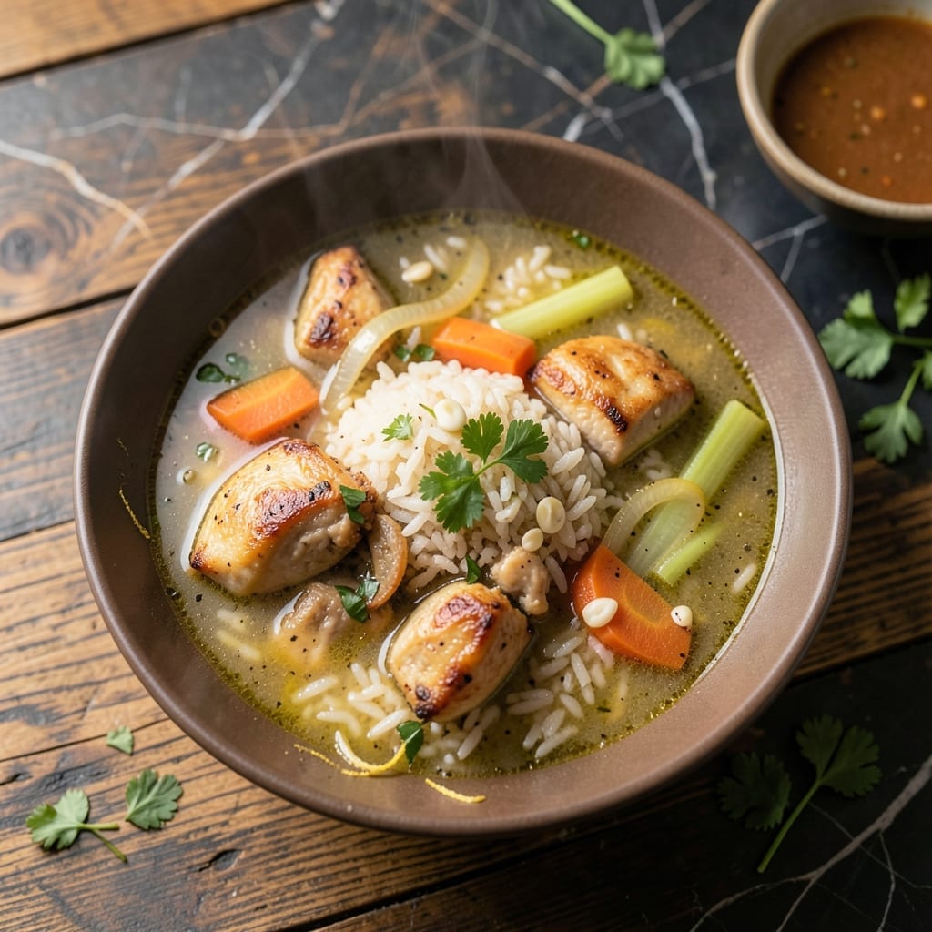 Demos Chicken Rice Soup Recipe: Greek Lemon and Herb Comfort Demos Chicken Rice Soup Recipe: Greek Lemon and Herb Comfort