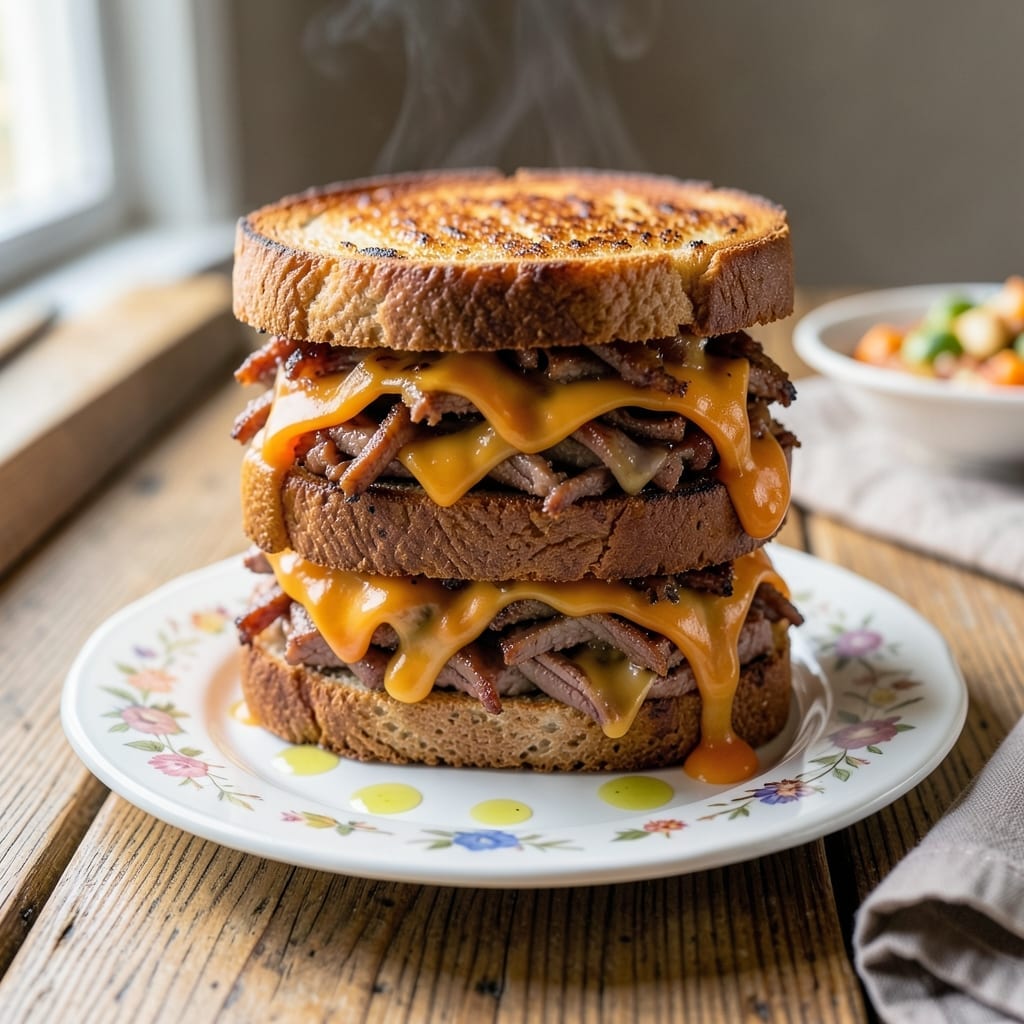 Pulled Pork Grilled Cheese Sandwich Recipe: Melty Sharp Cheddar Hugs Smoky Meat