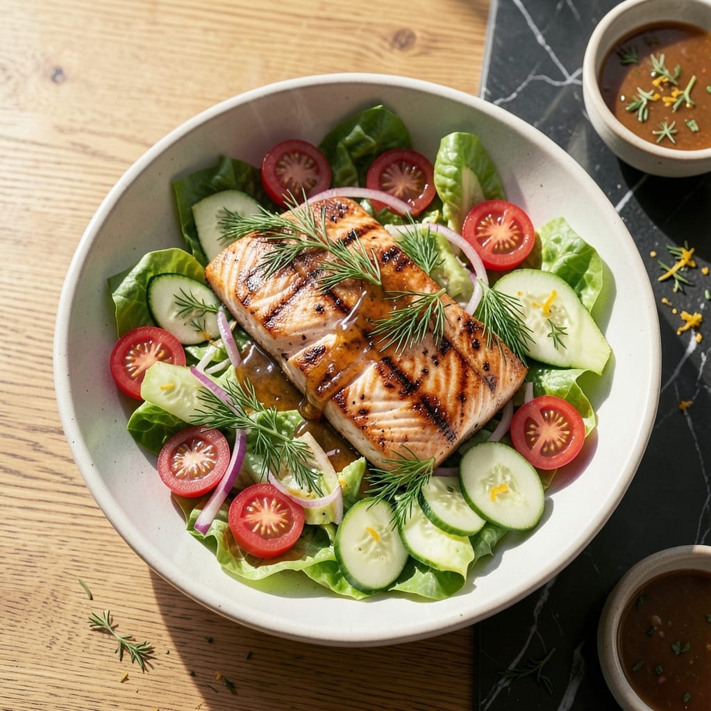 Grilled Salmon Salad Recipe Barefoot Contessa: Lemon-Dill Elegance on Fresh Greens
