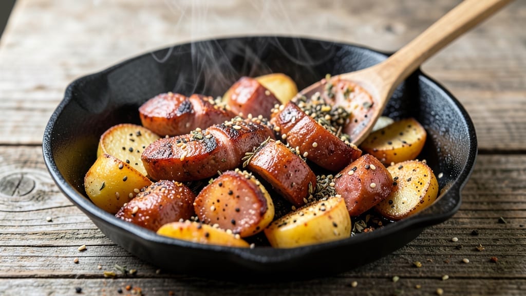Hillshire Farms Smoked Sausage and Potatoes Recipe: Crispy Roasted Potatoes With Smoky Sausage