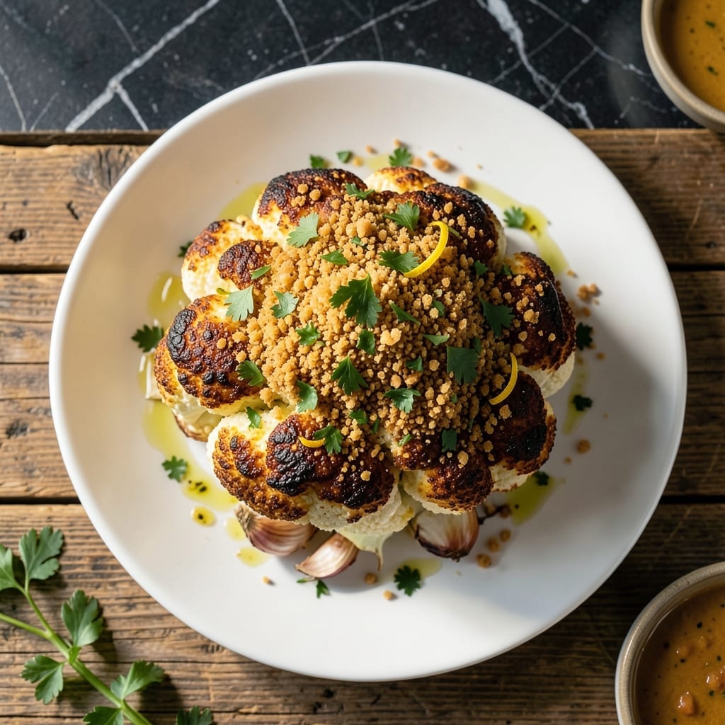 Whole Head of Cauliflower Recipe: Oven-Roasted With Garlicky Parmesan Crust