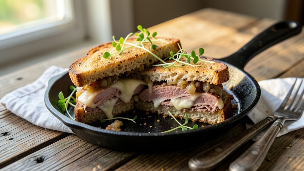 Corned Beef Brisket Reuben Sandwich Recipe: Crispy Pastrami-Like Meat and Saucy Layers