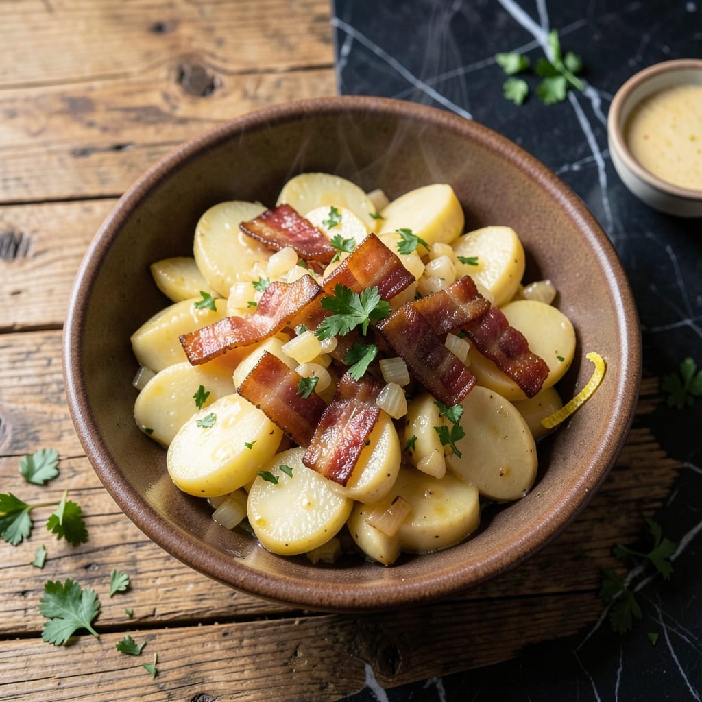 Old Fashioned German Potato Salad Recipe With Bacon: Warm Vinegar-Tossed Comfort With Crispy Bits