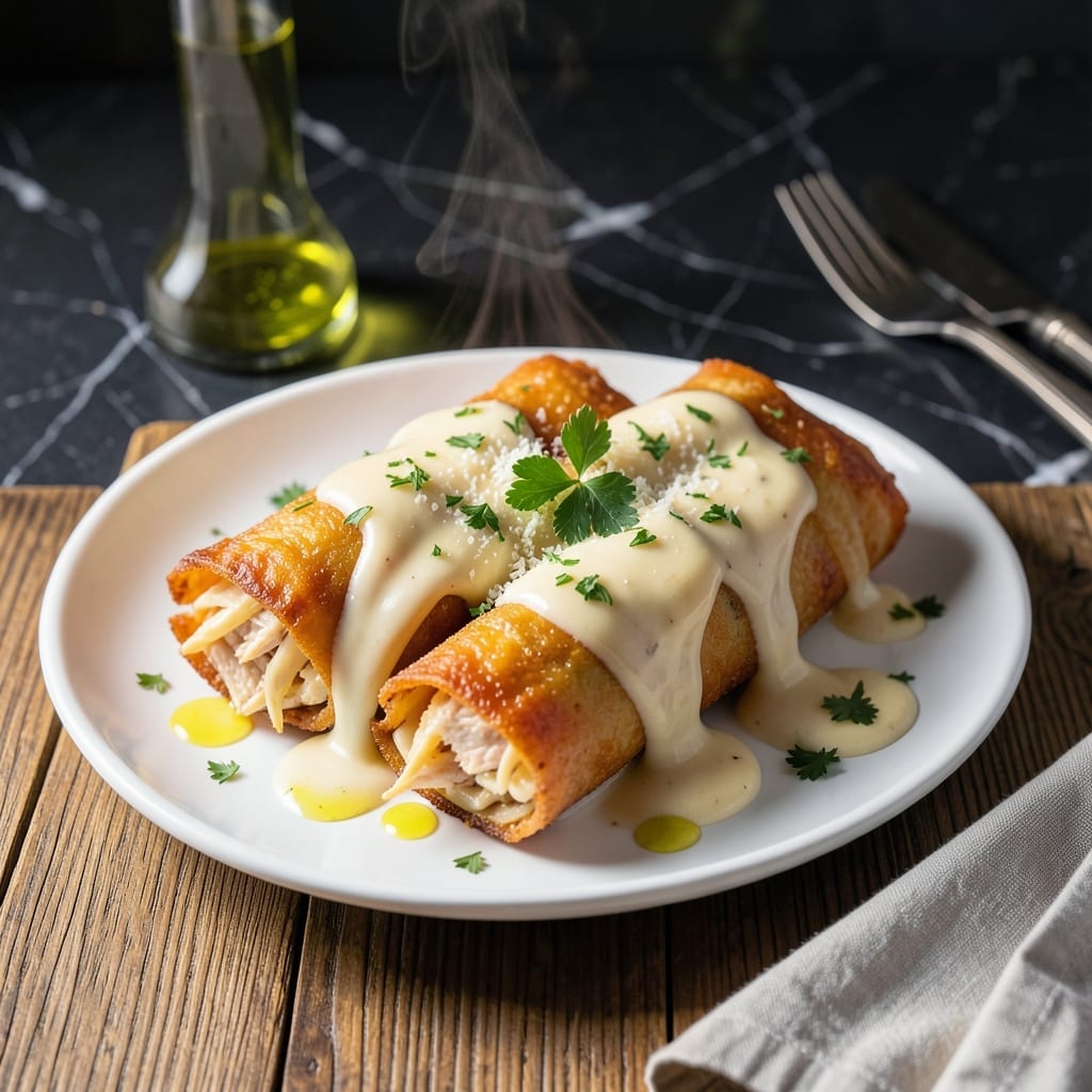Chicken Alfredo Egg Rolls Recipe: Crispy Shells With Creamy Filling
